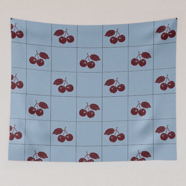 Item preview, Burgundy Cherry Checkered Aesthetic in Dusty Cashmere Blue designed and sold by AliaaSaleh56-.