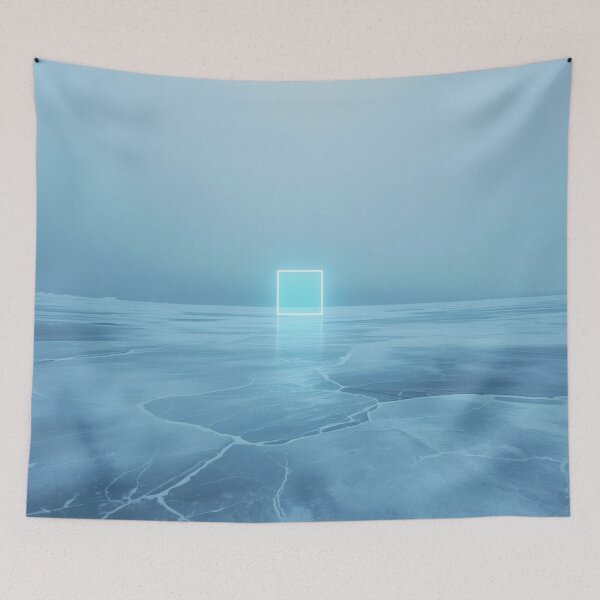Item preview, Glowing Cyan Square Portal Over Frozen Ice Lake designed and sold by monkeybusiness.pt.