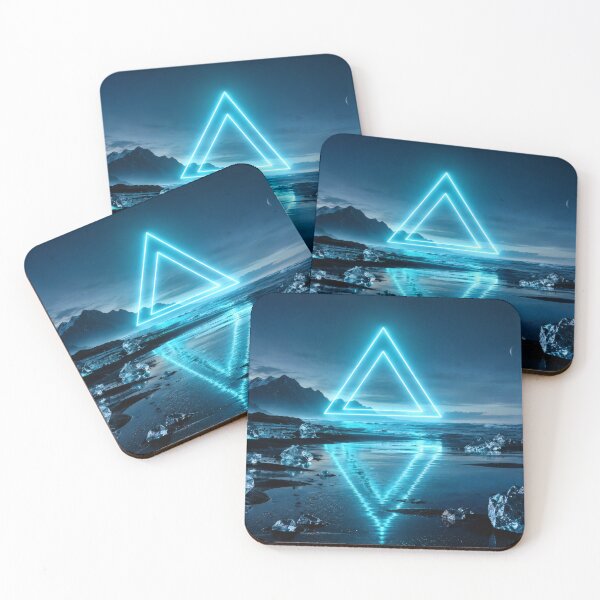 Item preview, Glowing Cyan Triangle Portal Over Ice Beach designed and sold by monkeybusiness.pt.