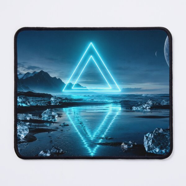 Item preview, Glowing Cyan Triangle Portal Over Ice Beach designed and sold by monkeybusiness.pt.