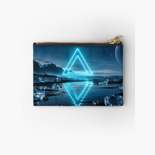 Item preview, Glowing Cyan Triangle Portal Over Ice Beach designed and sold by monkeybusiness.pt.