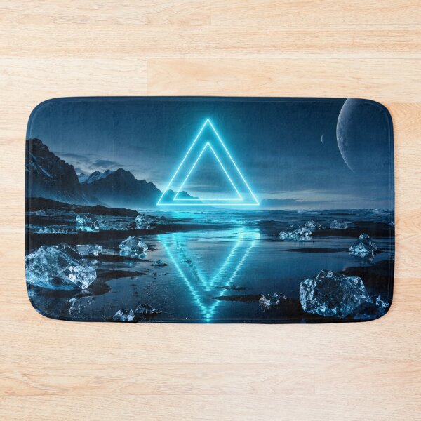 Item preview, Glowing Cyan Triangle Portal Over Ice Beach designed and sold by monkeybusiness.pt.