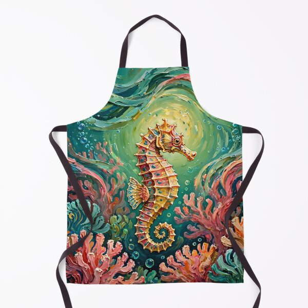 Item preview, Seahorse Among Bright Coral — Swirling Ocean Currents Art designed and sold by LunaAdventurer.
