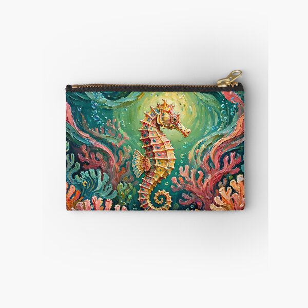 Item preview, Seahorse Among Bright Coral — Swirling Ocean Currents Art designed and sold by LunaAdventurer.