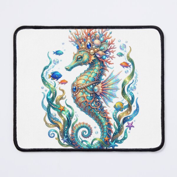 Item preview, Seahorse wearing coral crown designed and sold by kidoramagic.