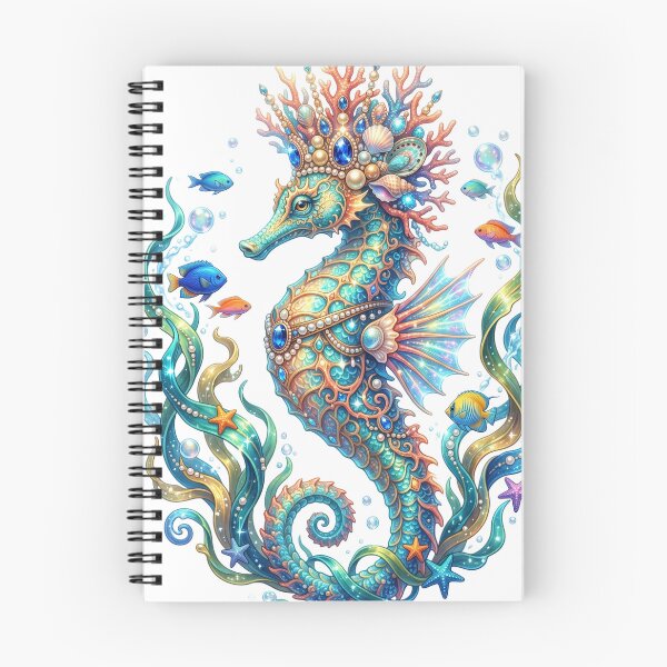 Item preview, Seahorse wearing coral crown designed and sold by kidoramagic.