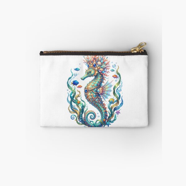 Item preview, Seahorse wearing coral crown designed and sold by kidoramagic.