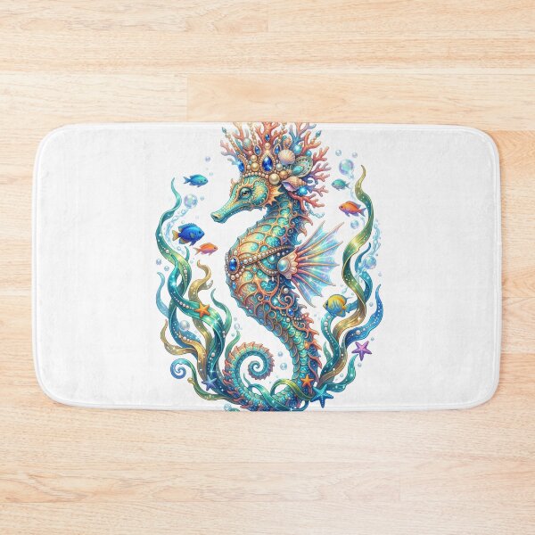 Item preview, Seahorse wearing coral crown designed and sold by kidoramagic.