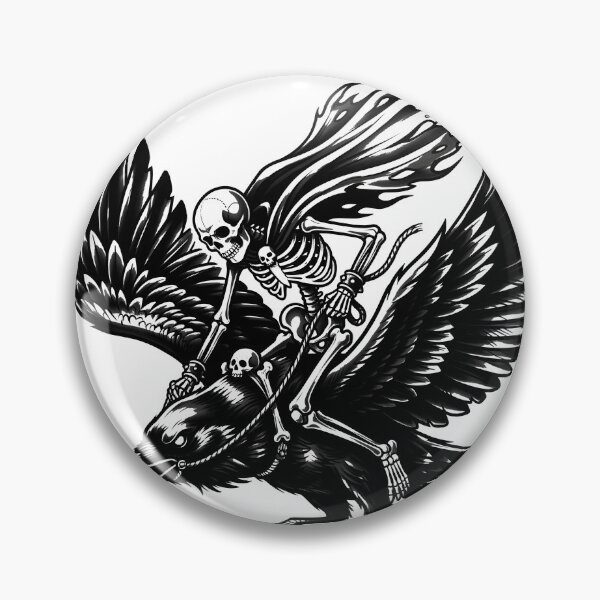 Item preview, Skeleton Rides a Giant Raven with Wings Spread Wide designed and sold by MisteryDesigner.