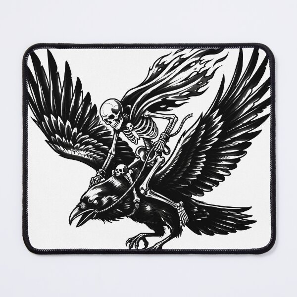 Item preview, Skeleton Rides a Giant Raven with Wings Spread Wide designed and sold by MisteryDesigner.