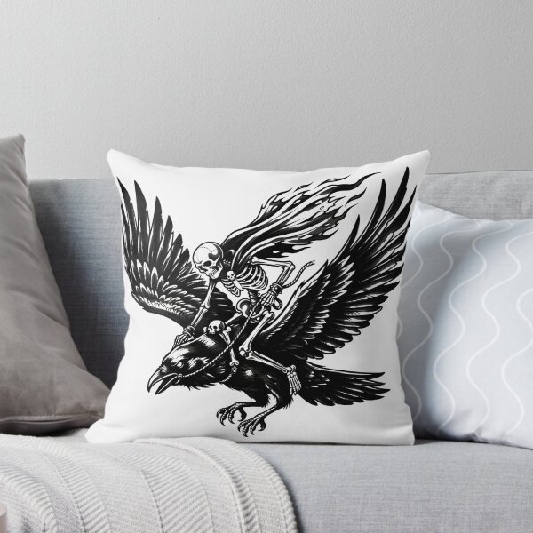 Item preview, Skeleton Rides a Giant Raven with Wings Spread Wide designed and sold by MisteryDesigner.
