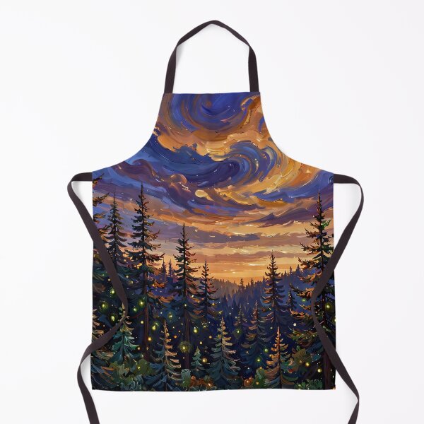 Item preview, Pine Forest at Dusk — Fireflies Under a Swirling Amber Sky designed and sold by LunaAdventurer.