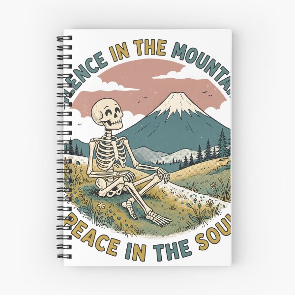 Item preview, Skeleton Sits Cross-Legged Before Mount Fuji at Sunset designed and sold by MisteryDesigner.