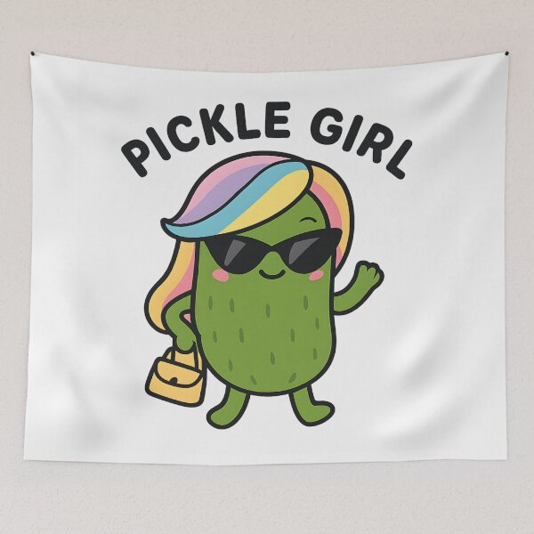 Item preview, Pickle Girl | Cute Funny Pickle Character designed and sold by Basma Designs | Retro, Kawaii Shirts & Stickers.
