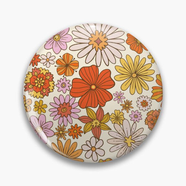 Item preview, Groovy 70s Floral Pattern Orange Pink Retro Wildflowers designed and sold by JRRTs.