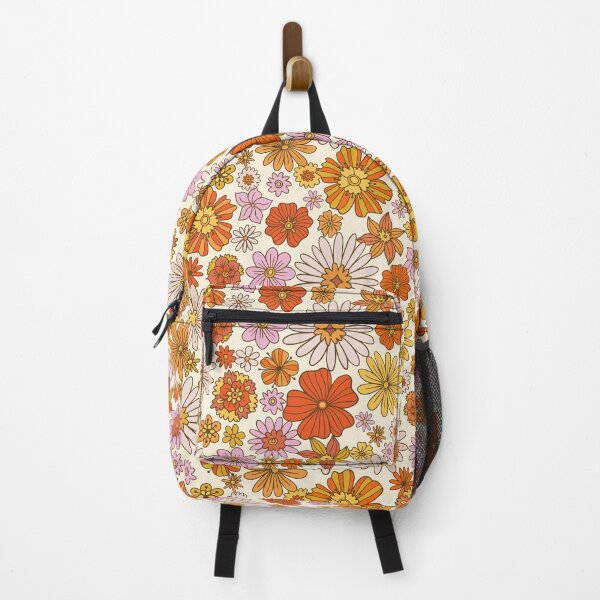 Item preview, Groovy 70s Floral Pattern Orange Pink Retro Wildflowers designed and sold by JRRTs.