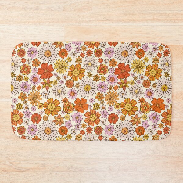 Item preview, Groovy 70s Floral Pattern Orange Pink Retro Wildflowers designed and sold by JRRTs.