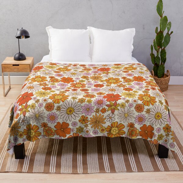 Item preview, Groovy 70s Floral Pattern Orange Pink Retro Wildflowers designed and sold by JRRTs.