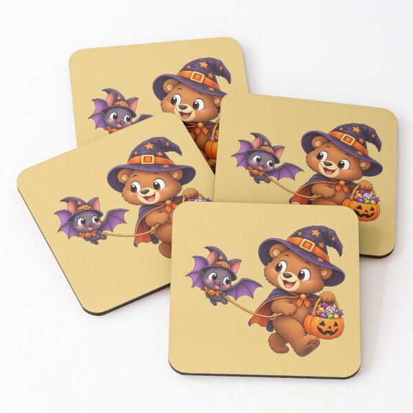Item preview, Cute Bear and Bat Halloween Adventure, Witch Hat and Candy designed and sold by Amyay.