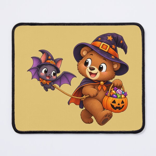 Item preview, Cute Bear and Bat Halloween Adventure, Witch Hat and Candy designed and sold by Amyay.