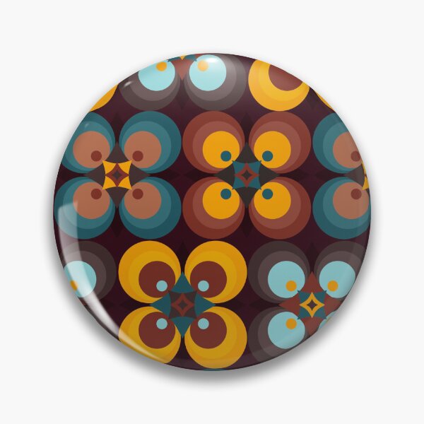 Item preview, Retro 70s Geometric Floral Pattern Teal Orange Mod Flowers designed and sold by JRRTs.