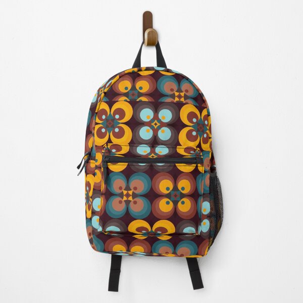 Item preview, Retro 70s Geometric Floral Pattern Teal Orange Mod Flowers designed and sold by JRRTs.