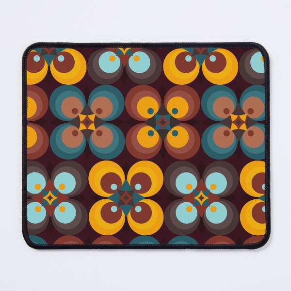 Item preview, Retro 70s Geometric Floral Pattern Teal Orange Mod Flowers designed and sold by JRRTs.
