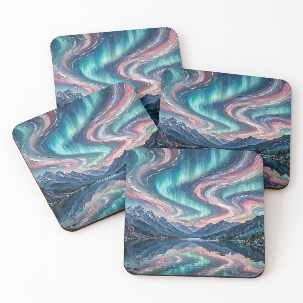 Item preview, Mountain Lake Under Aurora Ribbons — Night Reflection Art designed and sold by LunaAdventurer.