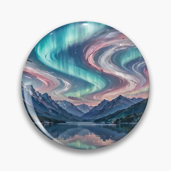 Item preview, Mountain Lake Under Aurora Ribbons — Night Reflection Art designed and sold by LunaAdventurer.