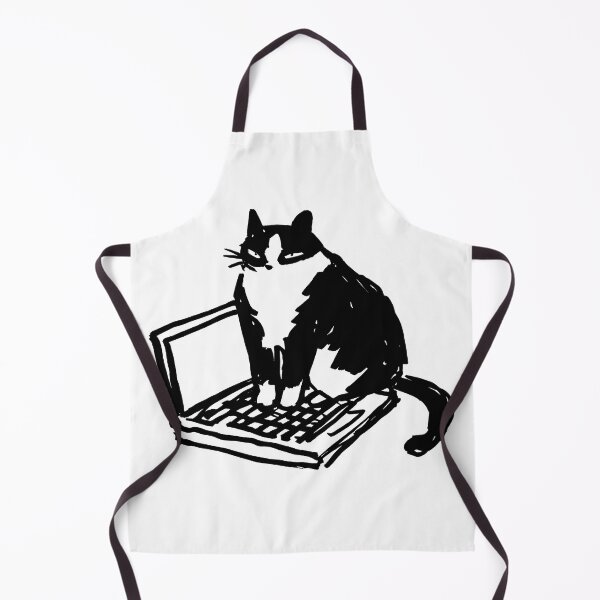 Item preview, Cat On Laptop Funny Sketch Print – Ink Illustration designed and sold by MarkedArtPrints.