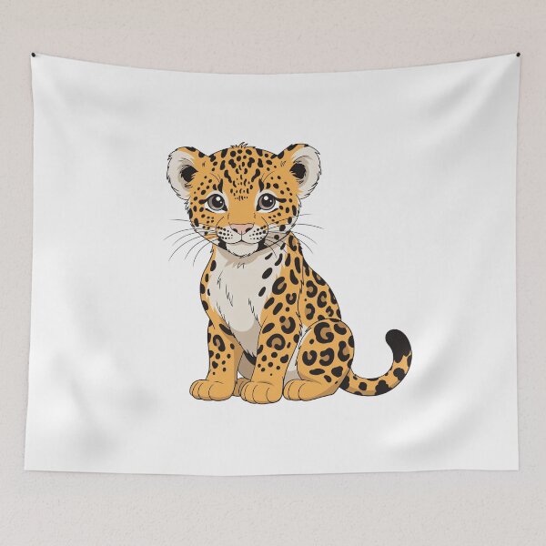 Item preview, tiger cub watercolor style big-eyed jungle animal designed and sold by DariaOltes.