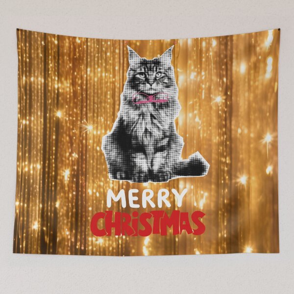 Item preview, Cute Maine Coon Cat Merry Christmas Holiday Art designed and sold by stormk10.