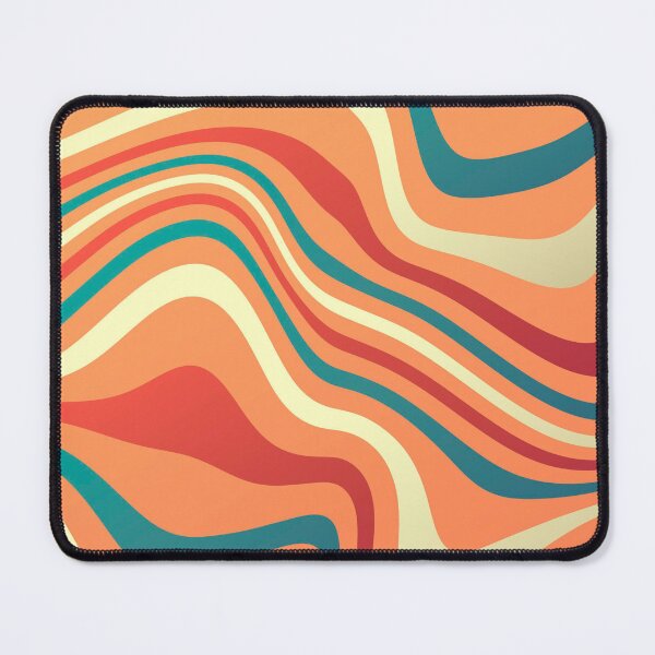 Item preview, Retro 70s Wavy Abstract Pattern Teal Coral Groovy Waves designed and sold by JRRTs.