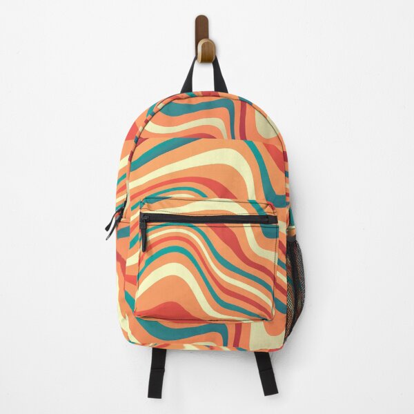 Item preview, Retro 70s Wavy Abstract Pattern Teal Coral Groovy Waves designed and sold by JRRTs.