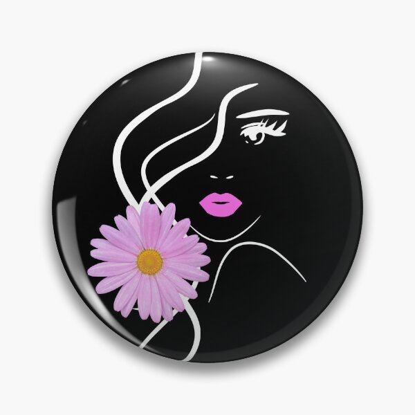 Item preview, Pretty Girl Face Pink Marguerite Black White Shapes Mania designed and sold by Shapes-Mania.
