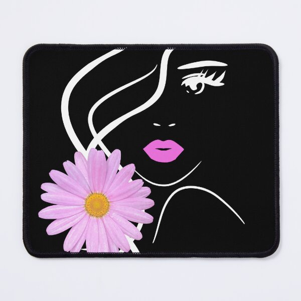 Item preview, Pretty Girl Face Pink Marguerite Black White Shapes Mania designed and sold by Shapes-Mania.