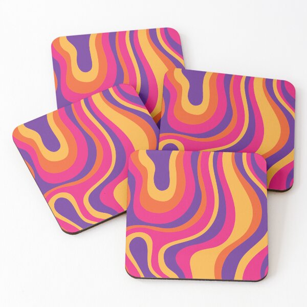 Item preview, Retro 70s Wavy Stripes Pattern Pink Purple Orange Groovy Waves designed and sold by JRRTs.