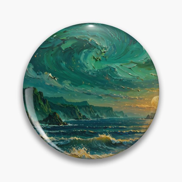 Item preview,  Moonlit Ocean Coast — Emerald Waves Under a Golden Moon designed and sold by LunaAdventurer.