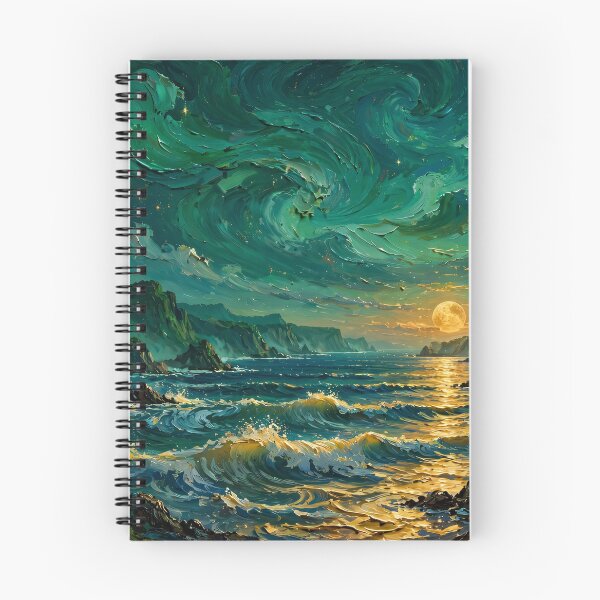 Item preview,  Moonlit Ocean Coast — Emerald Waves Under a Golden Moon designed and sold by LunaAdventurer.