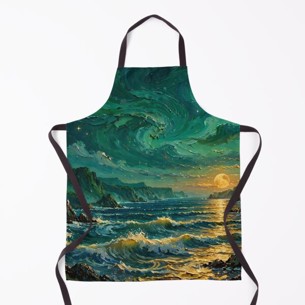 Item preview,  Moonlit Ocean Coast — Emerald Waves Under a Golden Moon designed and sold by LunaAdventurer.