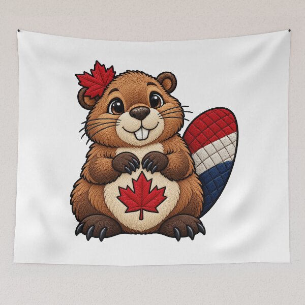 Item preview, Canadian Beaver Patriotic Maple Leaf Red White Blue Tail designed and sold by ArtDesignTp.