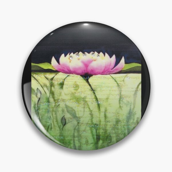 Item preview, Pink waterlily vibrant greens, original watercolor designed and sold by aswoa.
