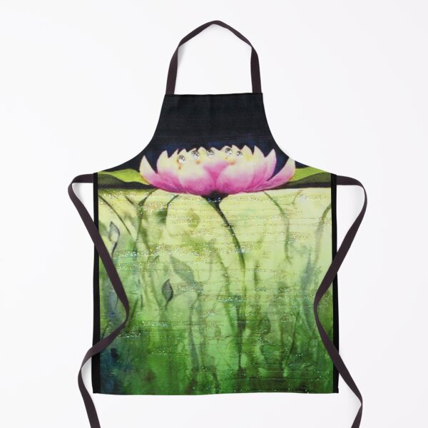 Item preview, Pink waterlily vibrant greens, original watercolor designed and sold by aswoa.