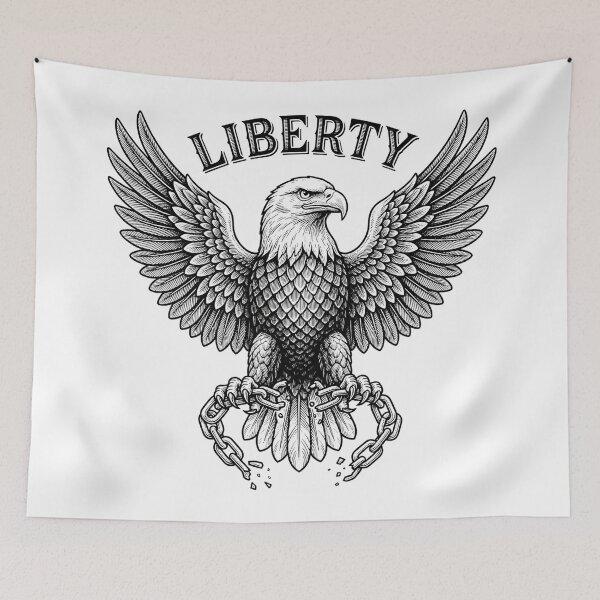 Item preview, Liberty Eagle Breaking Chains Vintage Engraving Style designed and sold by Owcomm.