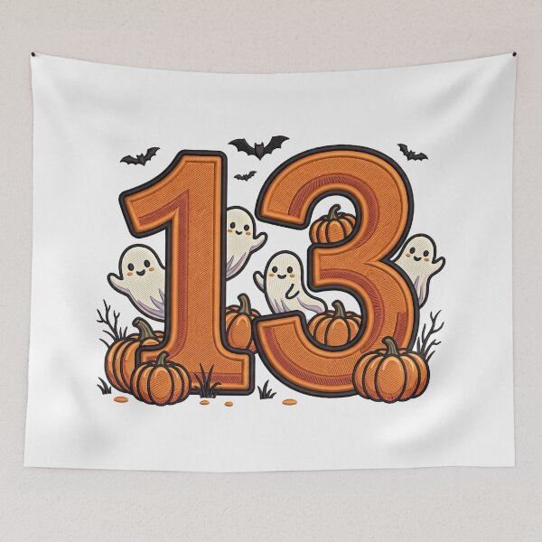 Item preview, Halloween Number 13 Ghosts Pumpkins Spooky Design designed and sold by ArtDesignTp.