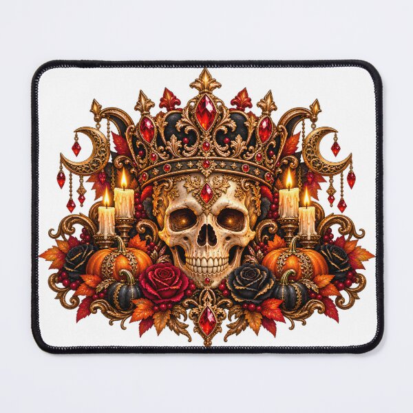Item preview, Gothic Crowned Skull – Pumpkins, Roses & Crescent Moons designed and sold by Clothes With Smiling Animals Walt Gral.