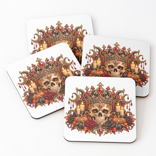 Item preview, Gothic Crowned Skull – Pumpkins, Roses & Crescent Moons designed and sold by Clothes With Smiling Animals Walt Gral.