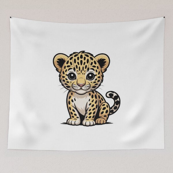 Item preview, cute leopard cub face cartoon animal illustration for kids designed and sold by DariaOltes.