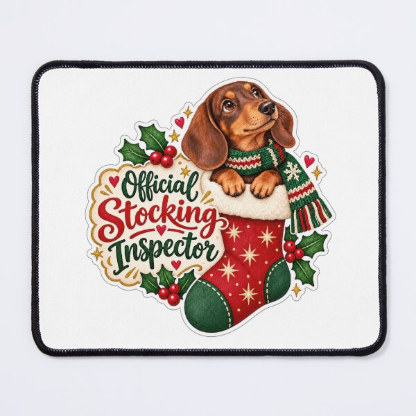 Item preview, Official Stocking Inspector Dachshund Christmas designed and sold by badburropress.
