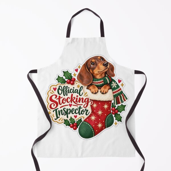 Item preview, Official Stocking Inspector Dachshund Christmas designed and sold by badburropress.
